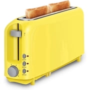 2-Slice Slim Toaster, 6 Shade Settings with Cancel, Reheat & Defrost, 10 Long Slot, Auto Shut off, Removable Crumb Tray, Yellow