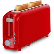 2-Slice Slim Toaster, 6 Shade Settings with Cancel, Reheat & Defrost, 10 Long Slot, Auto Shut off, Removable Crumb Tray, Red