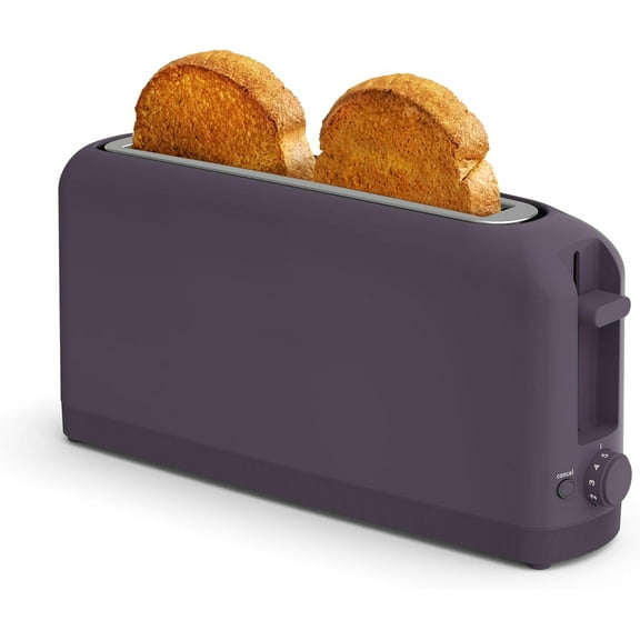 2 Slice Slim Toaster, 6-Level Color Adjustment with Reheat and Cancel Buttons, Removable Crumb Tray, 10" Long Slot, Anti-Jam and Auto-Off, Self-Centering Guide and Cord Winding, 900 Watts, Surf
