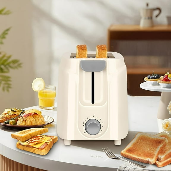 2-Slice Slim Toaster with 6 Shade Settings, Cancel/Reheat/Defrost Functions, Removable Crumb Tray, 750W in 6 Colors - Space-Saving Design