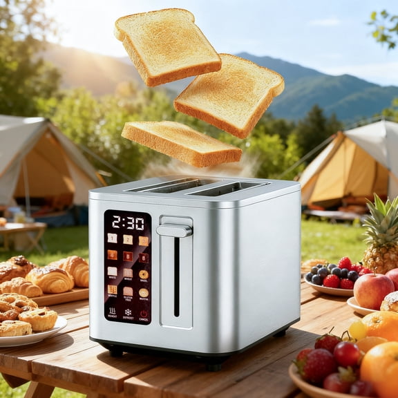 2-Slice Smart Toaster with Touchscreen, Long Slots, Stainless Steel