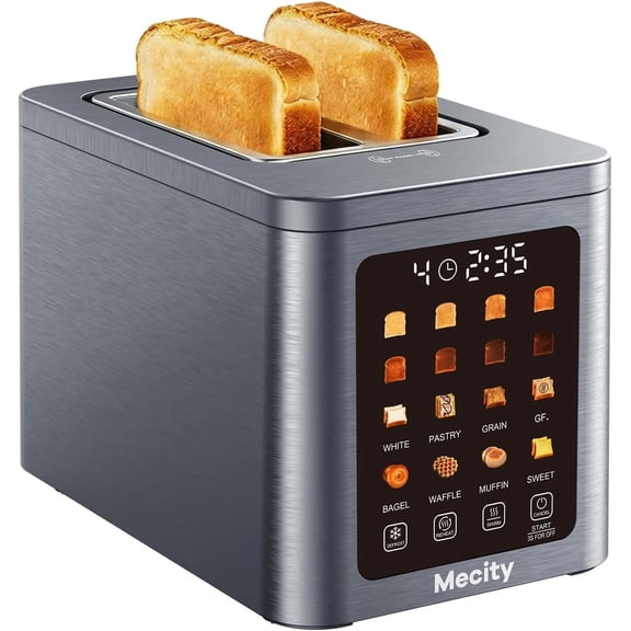 2 Slice Smart Touchscreen Toaster, Stainless Steel Wide Slot Toasters with Auto Lift & 30-Minute Warm, Memory Function, Defrost & Auto Shutoff, Digital Electric Bread Toaster for Bals