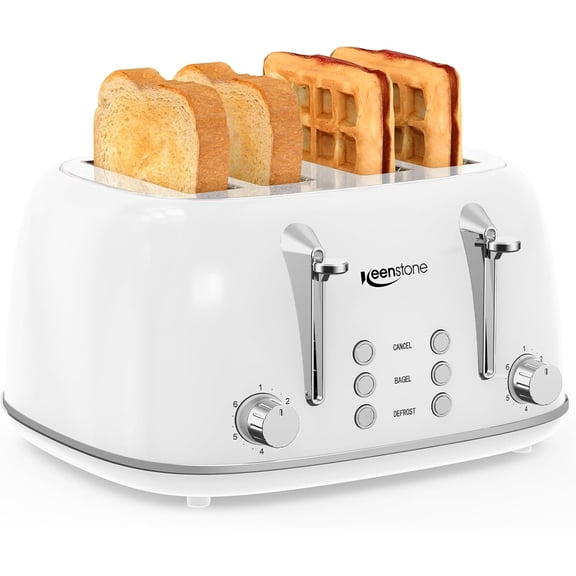 2 Slice Stainless Steel Toaster Retro with 6 Bread Shade Settings, Bagel, Cancel, Defrost Function, Extra Wide Slot, Removable Crumb Tray Green