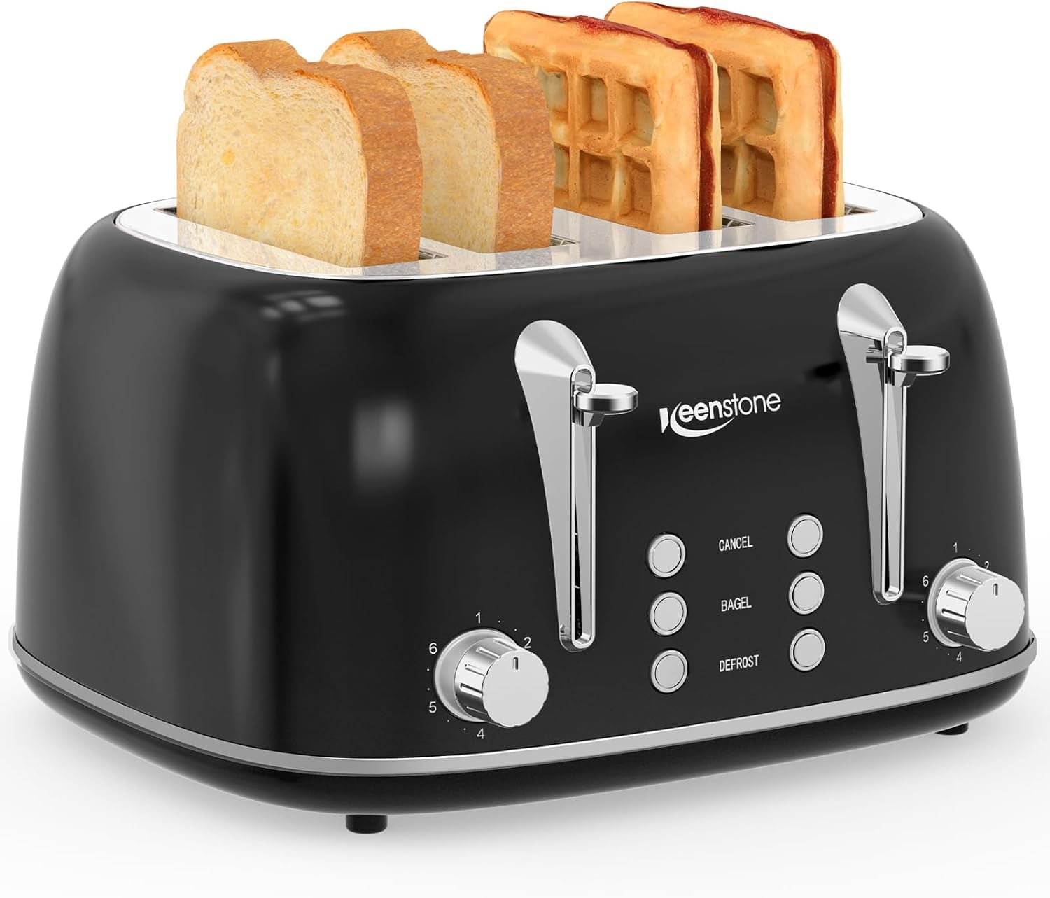 2 Slice Stainless Steel Toaster Retro with 6 Bread Shade Settings, Bagel, Cancel, Defrost Function, Extra Wide Slot, Removable Crumb Tray Green