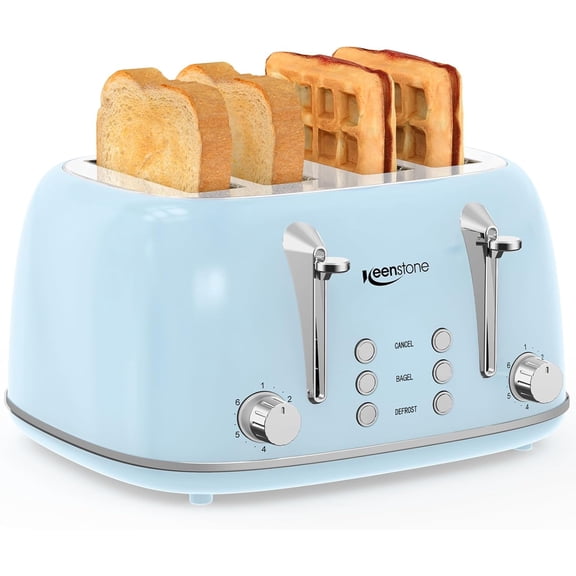2 Slice Stainless Steel Toaster Retro with 6 Bread Shade Settings, Bagel, Cancel, Defrost Function, Extra Wide Slot, Removable Crumb Tray Green