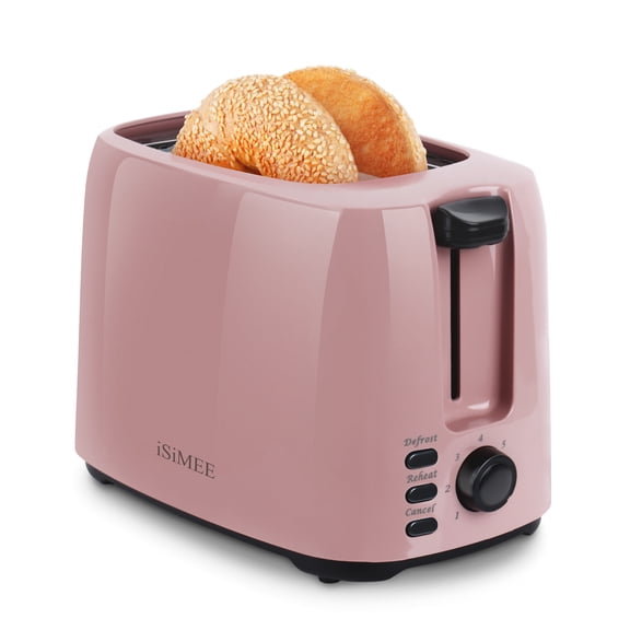 2 Slice Toaster, 1.3 Inches Wide Slot Bagel Toaster with 7 Shade Settings and Double Side Baking, Removable Crumb Tray, Defrost Cancel Function Pink
