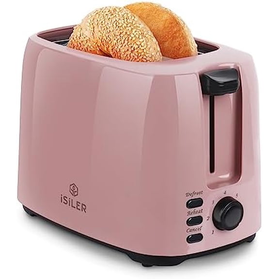 2 Slice Toaster, 1.3 Inches Wide Slot Bagel Toaster with 7 Shade Settings and Double Side Baking, Removable Crumb Tray, Defrost Cancel Function Pink