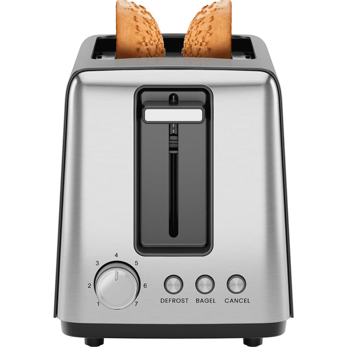 Stainless Steel 2-Slice Toaster with Wide Slots and Crumb Tray
