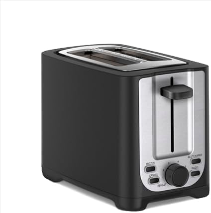 2 Slice Toaster with Auto Shut Off - Extra Wide Slots & Removable Crumb Tray and Cancel, Defrost & Reheat Function - Toast Bread, Bagel & Waffle, Black