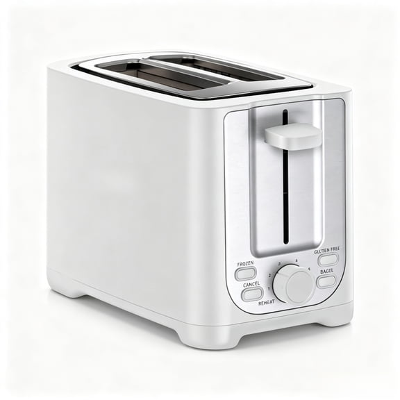 2 Slice Toaster with Auto Shut Off - Extra Wide Slots & Removable Crumb Tray and Cancel, Defrost & Reheat Function - Toast Bread, Bagel & Waffle, White