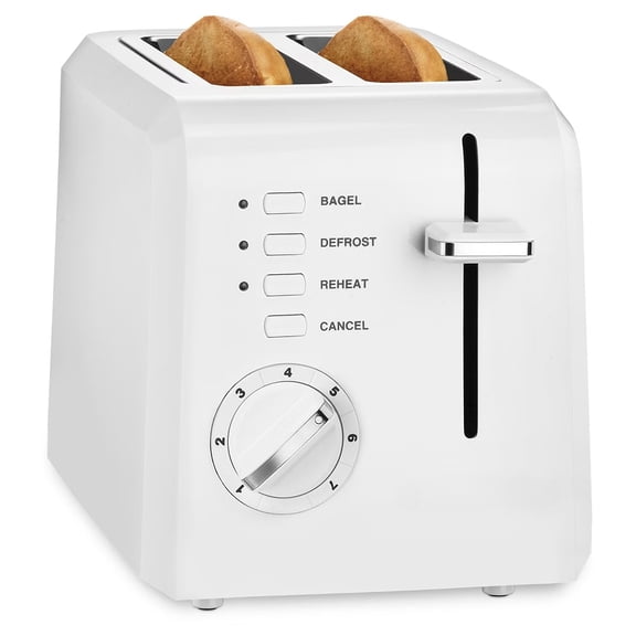 2 - Slice Toaster: Bagel & Defrost Options, Reheat, Extra Wide Slots, Removable Crumb Tray, 900W