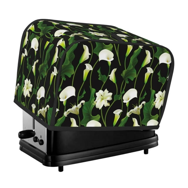 2 Slice Toaster Cover, Calla Lily Flowers Black Waterproof Toaster