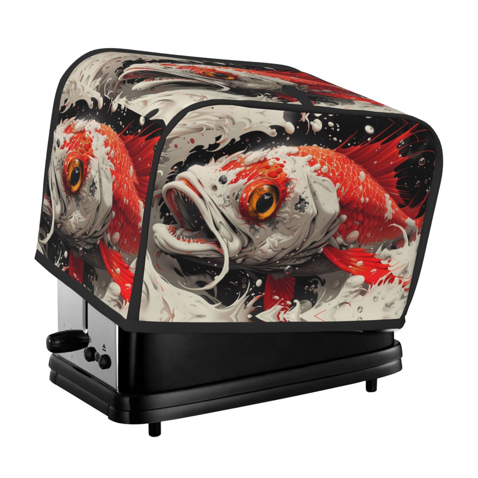 2 Slice Toaster Cover with Pockets - Abstract Red Koi Fish Art Water ...
