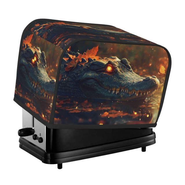 2 Slice Toaster Cover with Pockets, Autumn maple leaf crocodile Toaster