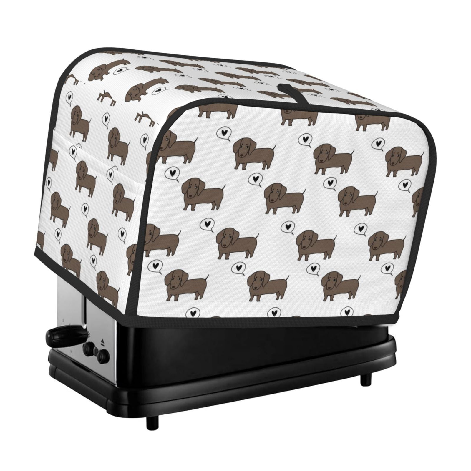 2 Slice Toaster Cover with Pockets, Dachshund Dog Puppy Black Love
