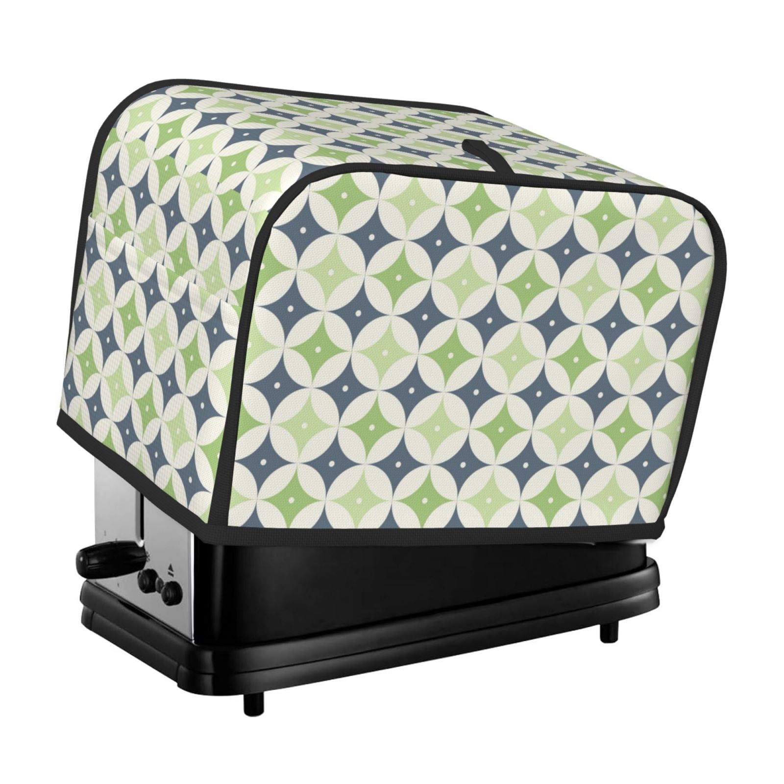 2 Slice Toaster Cover with Pockets Green Gray Geometric Pattern Water