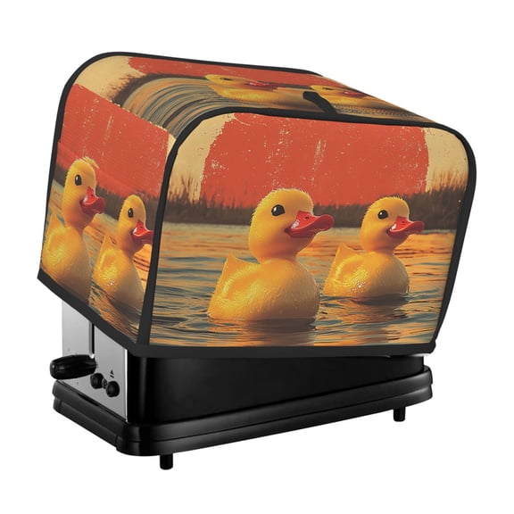 2-Slice Toaster Cover, Waterproof Dust Cover, Protective Sleeve for Small Kitchen Appliances, Cute Yellow Rubber Ducks Retro