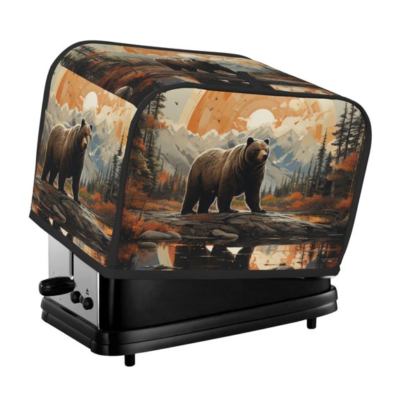 2-Slice Toaster Cover, Waterproof Dust Cover, Protective Sleeve for Small Kitchen Appliances, Rustic Lodge Bear Southwestern Cabin Retro