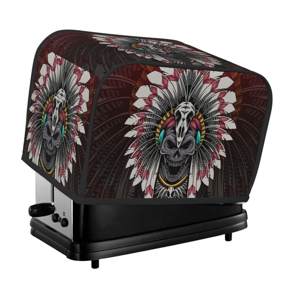 2-Slice Toaster Cover, Waterproof Dust Cover, Protective Sleeve for Small Kitchen Appliances, Tribal Chief Skull Head Feather