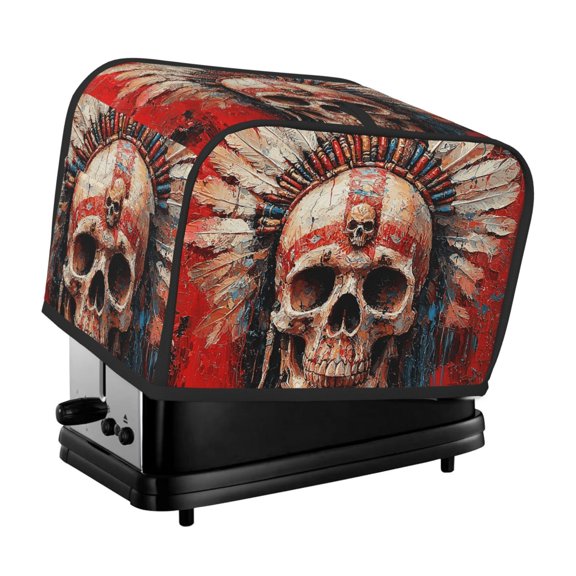 2-Slice Toaster Cover, Waterproof Dust Cover, Protective Sleeve for Small Kitchen Appliances, Tribal Chief Skull Red