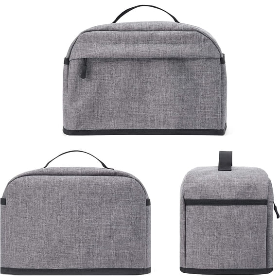 2 Slice Toaster Cover with Zipper & Open Pockets, 2-in-1 Toaster Bag with Pockets Toaster Storage Bag with Handle, Dust and Fingerprint Protection, Machine Washable, Gray