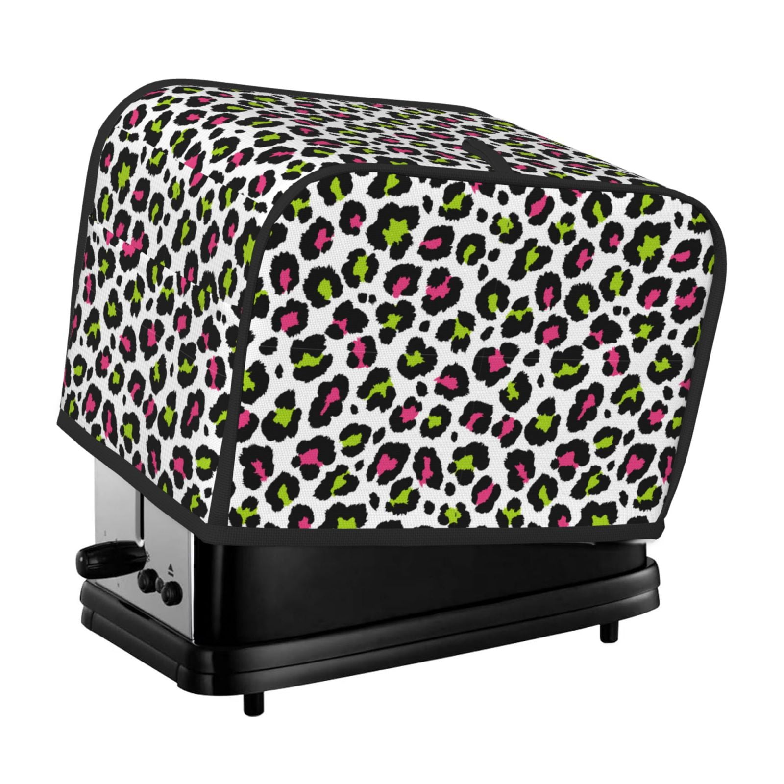 2 Slice Toaster Cover, cute pink green Leopard Waterproof Toaster Cover with Pockets for Kitchen