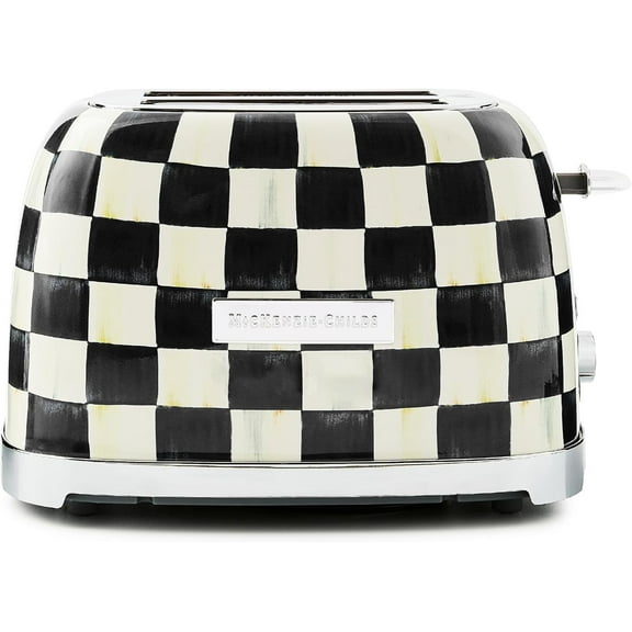 2-Slice Toaster, Decorative Toaster for Kitchen, Black-and-White Courtly Check
