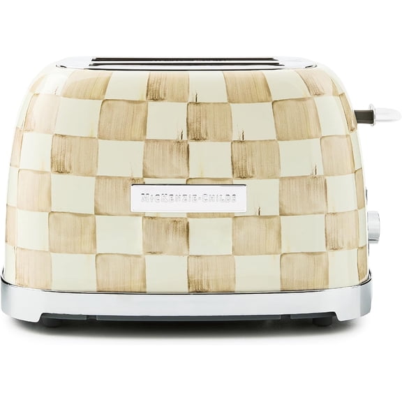 2-Slice Toaster, Decorative Toaster for Kitchen, Brown-and-White Mocha Check