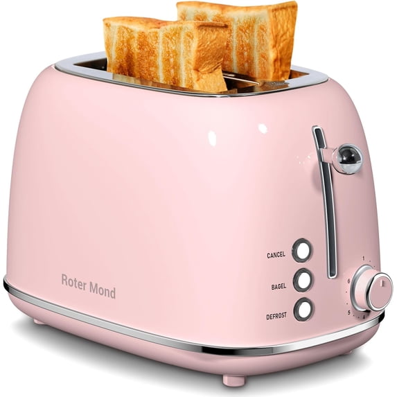 2 Slice Toaster Retro Stainless Steel with Bagel, Cancel, and Defrost Functions, 6 Bread Shade Settings, Extra Wide Slots and Removable Crumb Tray, Cream