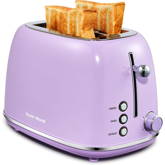 2 Slice Toaster Retro Stainless Steel with Bagel, Cancel, and Defrost Functions, 6 Bread Shade Settings, Extra Wide Slots and Removable Crumb Tray, Cream