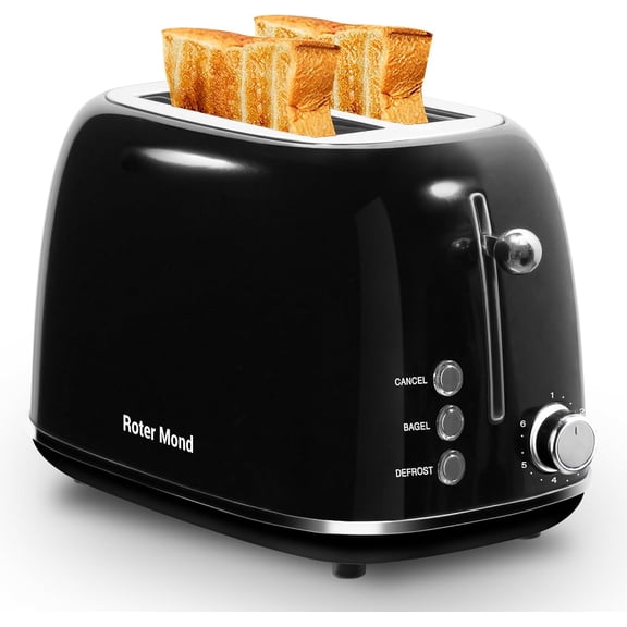 2 Slice Toaster Retro Stainless Steel with Bagel, Cancel, and Defrost Functions, 6 Bread Shade Settings, Extra Wide Slots and Removable Crumb Tray, Cream