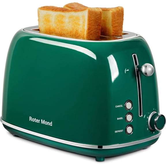 2 Slice Toaster Retro Stainless Steel with Bagel, Cancel, and Defrost Functions, 6 Bread Shade Settings, Extra Wide Slots and Removable Crumb Tray, Lavender-Purple