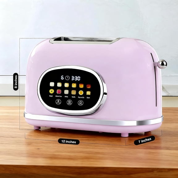 2 Slice Toaster Smart Touch Screen, Retro Stainless Steel Bread Toaster with Digital Timer, Sleep Mode, Bagel, Cancel, and Defrost Functions, 6 Bread Types and Shade Settings, Light