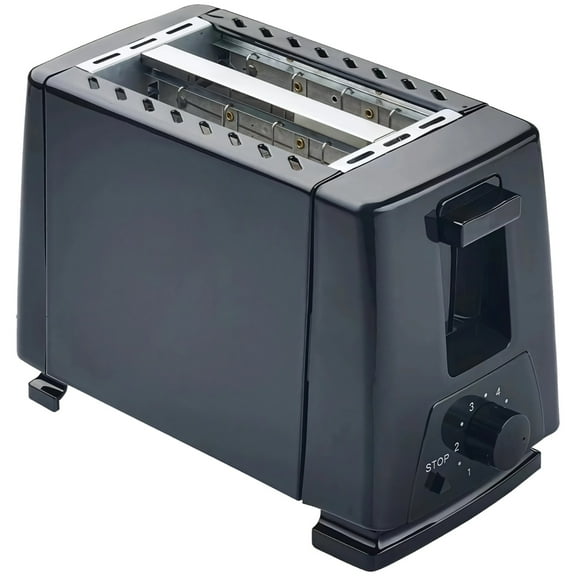 2-Slice Toaster, Stainless Steel Breakfast Maker with 6 Adjustable Settings, Wide Slots for Thick Bread and Bagels, Auto Pop-Up, Easy-to-Clean Crumb Tray, Compact Design, US Plug