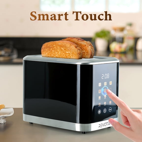 2 Slice Toaster Stainless Steel with LED Display, Extra Wide Slots, 6 Shade Settings, Defrost, Reheat, Cancel, Removable Crumb Tray - Compact Toaster for Bagels And Waffles