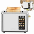 thumbnail image 1 of 2 Slice-Toaster,Touch Control LCD Screen,6 Shade Setting & Bread Selection,Removable Crumb Tray,Stainless Steel,900W,Silver, 1 of 7