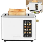 2 Slice-Toaster,Touch Control LCD Screen,6 Shade Setting & Bread Selection,Removable Crumb Tray,Stainless Steel,900W,White
