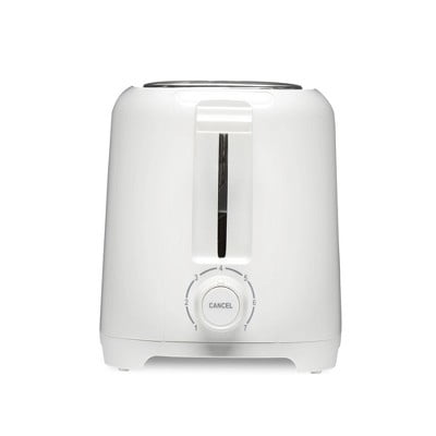 2-Slice Toaster - White: Compact Bread Toaster, 700W, Plastic, Easy Clean