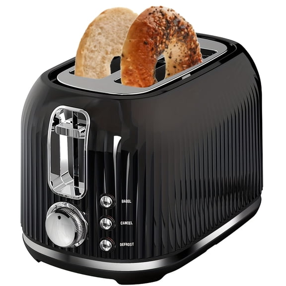 2 Slice Toaster, Wide Slots, Auto Shut Off, 6 Shade Setting, Perfect For Fruit Bread, Bagels, Waffles, Frozen Options, Easy Clean Crumb Tray, Black