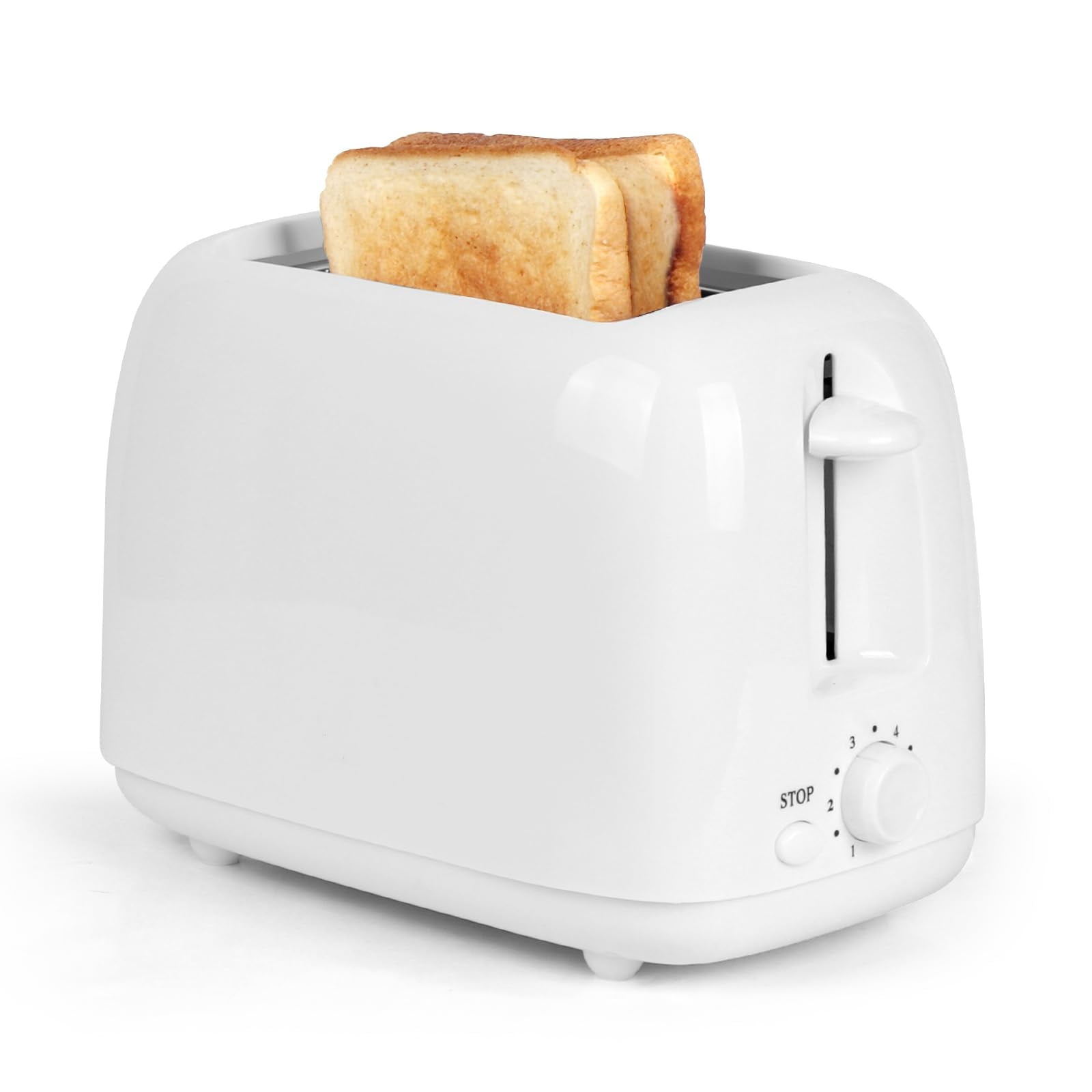 Peach Street 2 Slice Toaster Compact Bread Toaster with Digital Countdown,  Wide Slots, Auto-Pop Stainless Steel, 6 Browning Levels, Removable Crumb