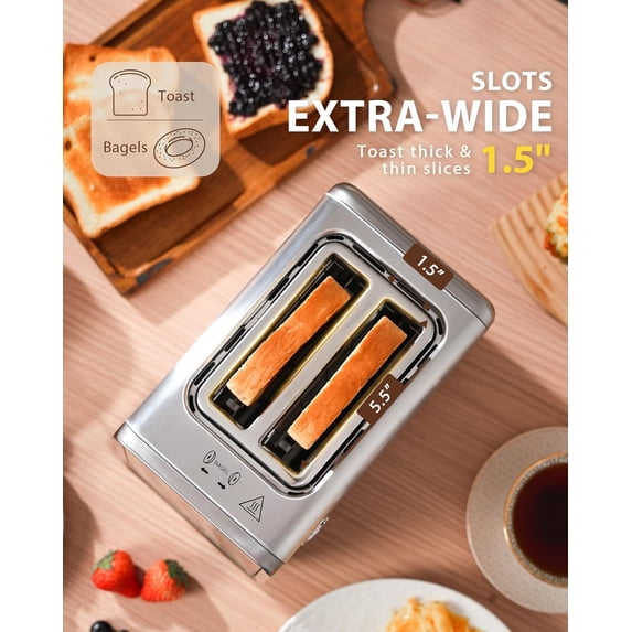 2 Slice Toaster with Touchscreen & Digital Countdown Timer, 1.5 Wide ...