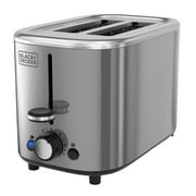 BLACK+DECKER 2‑Slice Toaster, Stainless Steel, Extra‑Wide Self‑Centering Slots, 7 Adjustable Shade Settings