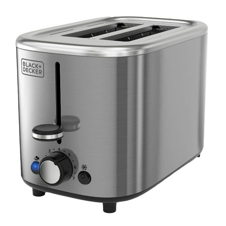 BLACK+DECKER 2-Slice Toaster, Stainless Steel, Extra-Wide Self-Centering Slots, 7 Adjustable Shade Settings