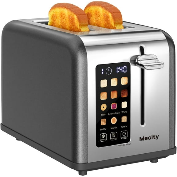 2 Slice Touch Screen Toaster, 1.5" Wide Slot, Stainless Steel Smart Toaster for Bagels, Muffins, Waffles, Gluten-Free Breads, Defrost, Reheat, Timer, 120V 825W, Cream Color