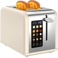 thumbnail image 1 of 2 Slice Touch Screen Toaster, 1.5" Wide Slot, Stainless Steel Smart Toaster for Bagels, Muffins, Waffles, Gluten-Free Breads, Defrost, Reheat, Timer, 825W, Cream Color, 1 of 16