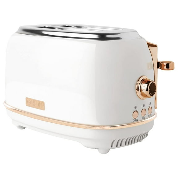 2 Slice Wide Slot Stainless Steel Toaster with Adjustable Control & Non-Slip Feet, & Copper Ivory & Copper