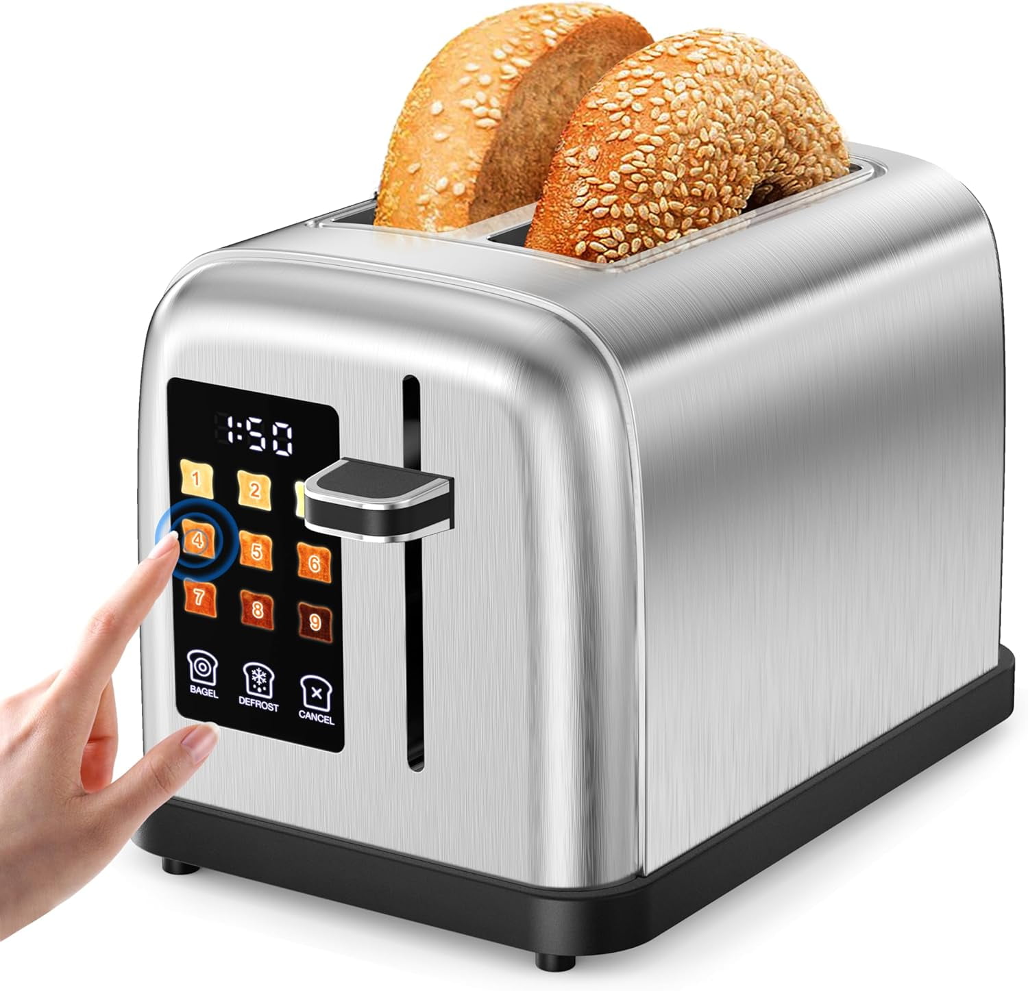 2-Slice Wide Slot Toaster Smart Toaster with LCD Digital Countdown ...