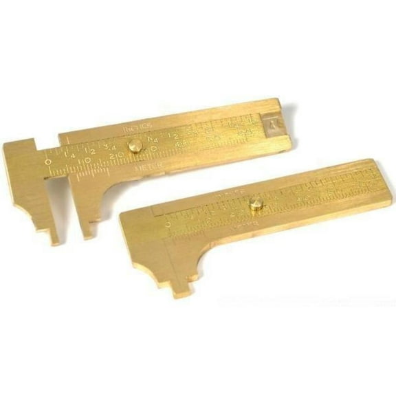 2 Sliding Brass Gauges Inches & Millimeters 100mm 4" Jewelers Tools Measuring