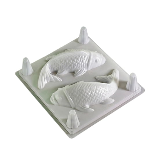 2 Slots 3D Koi Fish Carp Mold, Transparent Sugarcraft Mold Handmade Goldfish Shaped Cake Pudding Mold Party Baking Tool