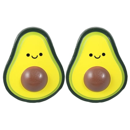 2 Small Avocado Squishy Cute with Face - Slow Rise Foam Food Fruit - Sensory, Stress, Fidget Toy